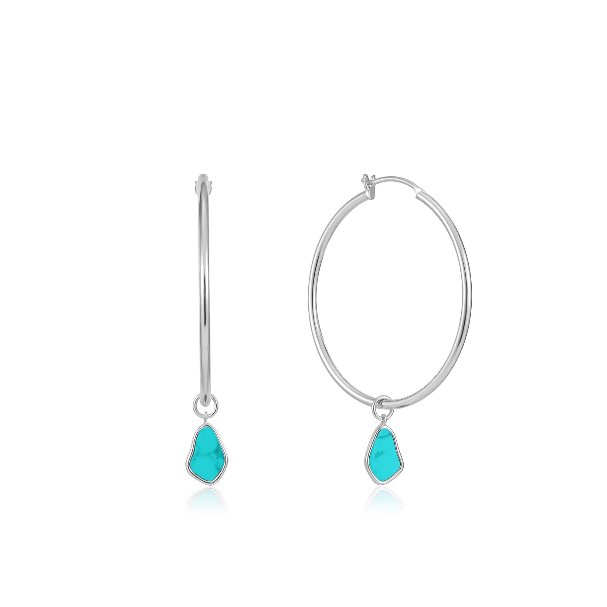 Silver turquoise hot sale hoop earrings