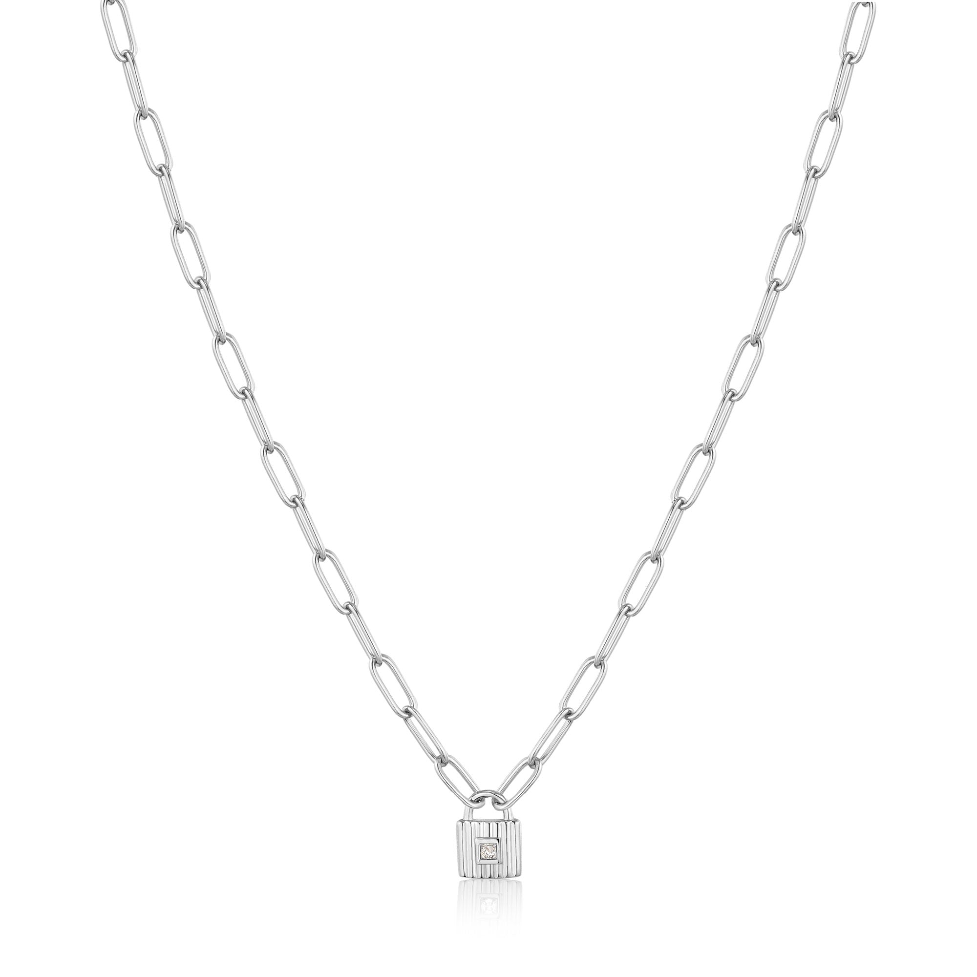 SO® Silver Tone Multi-Chain Layered Padlock Necklace