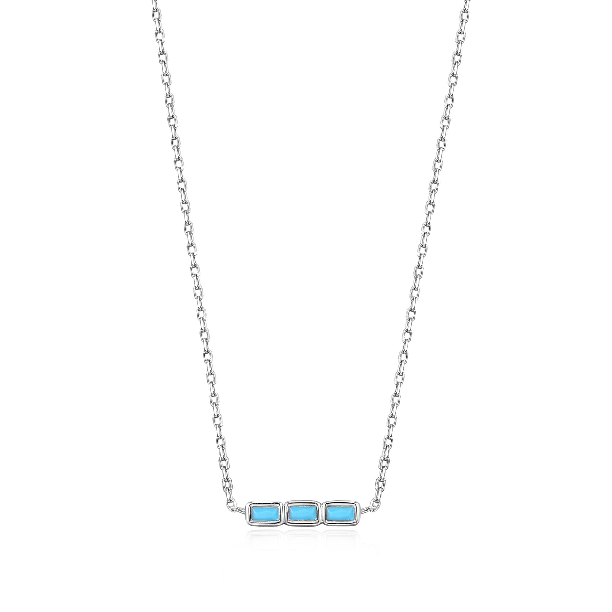 Gorgeous turquoise long bar sterling silver on sale pendant